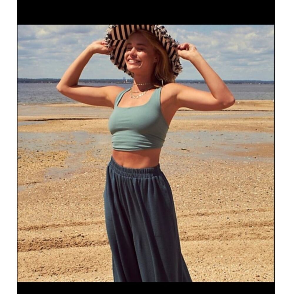 Free People Talk To Me Lace Up Crop Top Size L Modern Boho